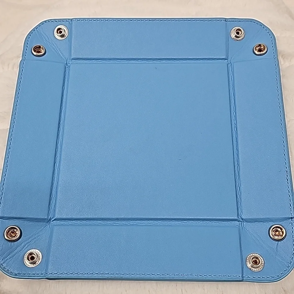Faux Leather Jewelry Tray‎ Powder Blue Reptile Textured Foldable Organizer